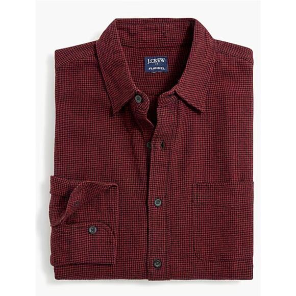J Crew Mens Slim Flannel Shirt S NWT Red Black CA920 J.Crew Plaid Check - Picture 4 of 6